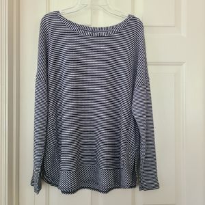 A.N.A Black and white striped Medium Petite long sleeve top